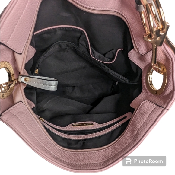 MKF Collection Vegan Leather Magnolia Women’s Hobo Bag Pink Silver - Picture 6 of 16